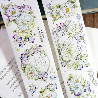 Clear blue flower Die-Cutting Washi Tape - Whole Roll 5.5cm×5m