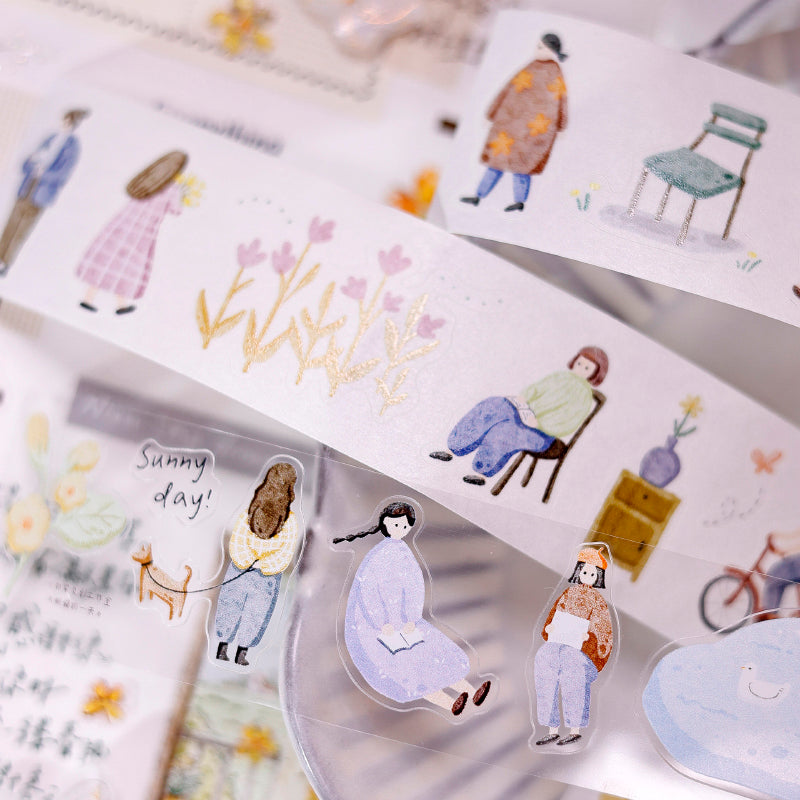 3cm*50cm Sunny day Die Cutting Washi/Fog PET Tape featuring sun designs for journaling, scrapbooking and collage
