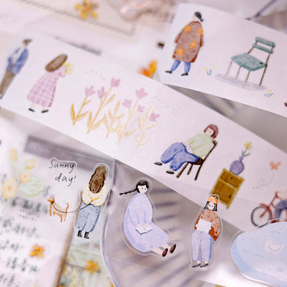 3cm*50cm Sunny day Die Cutting Washi/Fog PET Tape featuring sun designs for journaling, scrapbooking and collage