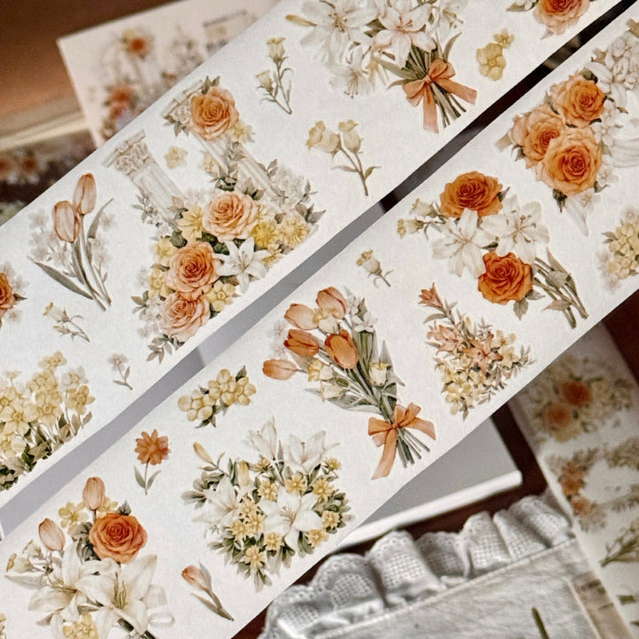 Whole Roll 6cm*6m Orange Island Warm Poem Die Cutting Washi/PET Tape