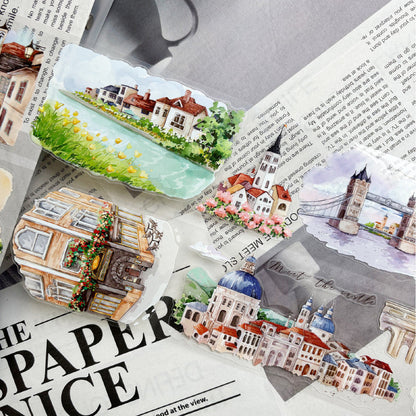 6.5cm*125cm Encountering the small town Die Cutting Washi/PET/Fog PET Tape for journaling, scrapbooking and collage