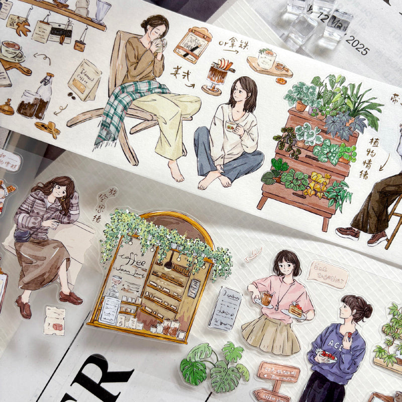 7.5cm*100cm Coffee Lover Die Cutting Washi/PET/Fog PET Tape for journaling, scrapbooking and collage