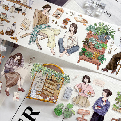 7.5cm*100cm Coffee Lover Die Cutting Washi/PET/Fog PET Tape for journaling, scrapbooking and collage