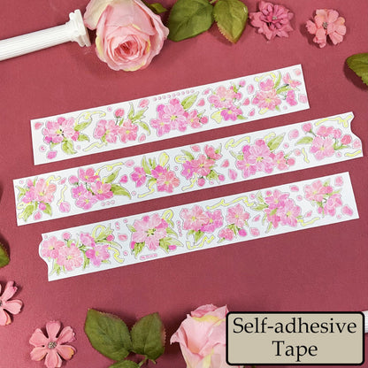 Whole Roll 5cm*5m Pine Ccented flower Washi/Self-adhesive/Shell Light PET Tape