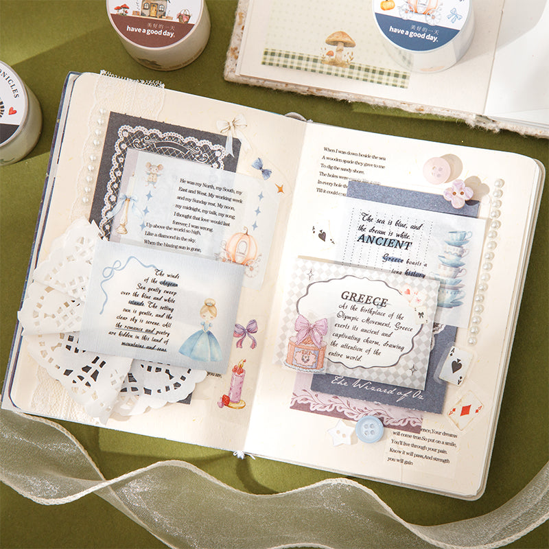 Fairy Tale Chronicle Series Die Cutting Washi Tape featuring fairy, and tale designs for journaling, scrapbooking and collage
