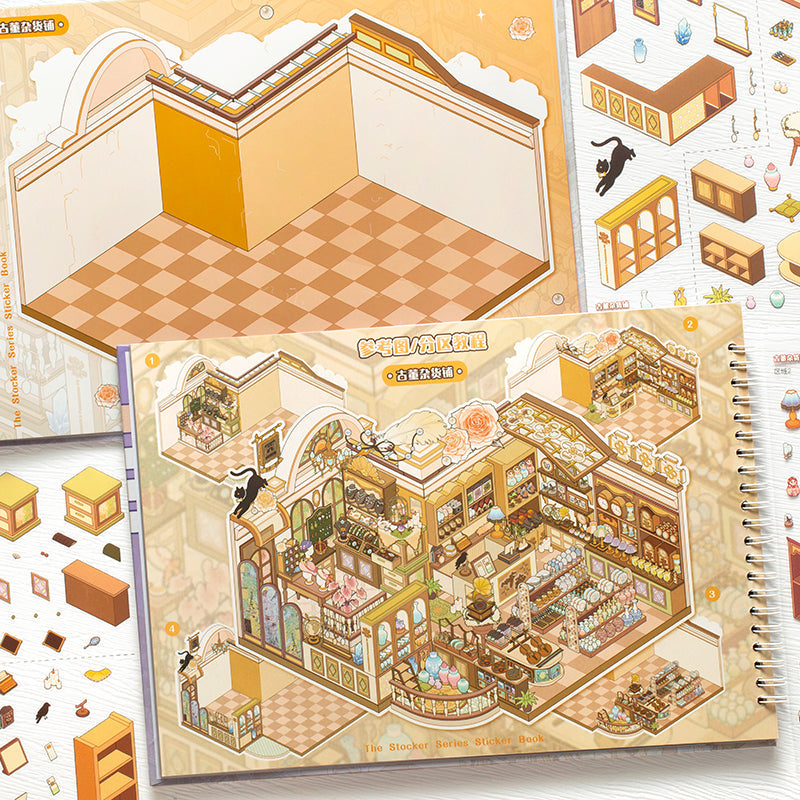 Shop Stocking Staff Series 3D Sticker Book featuring book, and shop designs for journaling, scrapbooking and collage