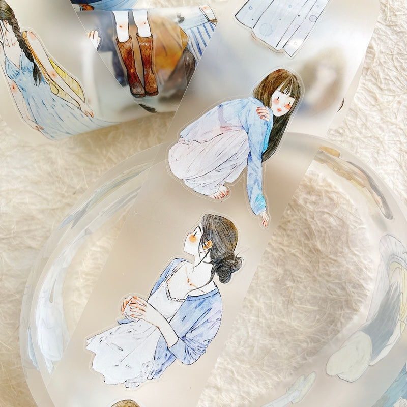 5cm*333cm Touch Of Blue Die Cutting Washi/PET/Fog PET Tape featuring blue designs for journaling, scrapbooking and collage