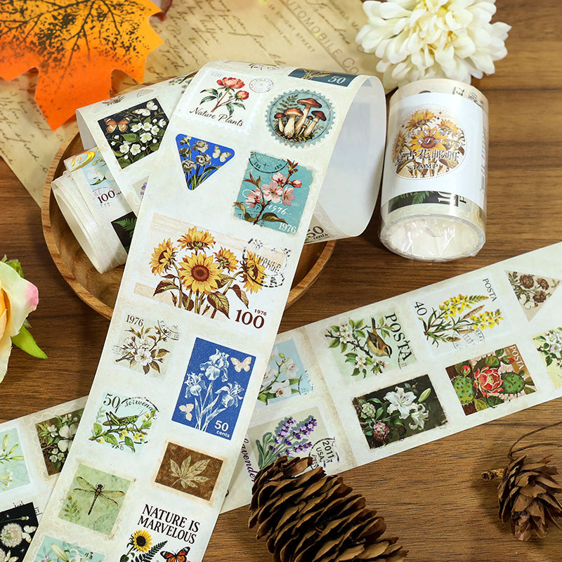 Vintage floral stamp album Die Cutting Washi Tape featuring floral, and vintage designs for journaling, scrapbooking and collage