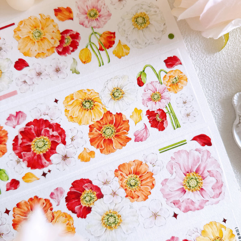Whole Roll 6cm*5m Spring fills the garden Washi/PET Tape featuring garden, and spring designs for journaling, scrapbooking and collage