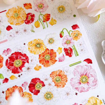 Whole Roll 6cm*5m Spring fills the garden Washi/PET Tape featuring garden, and spring designs for journaling, scrapbooking and collage
