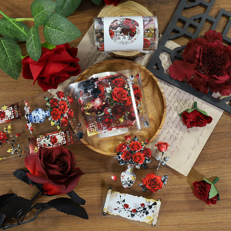 Rose Farewell PET Tape featuring rose designs for journaling, scrapbooking and collage