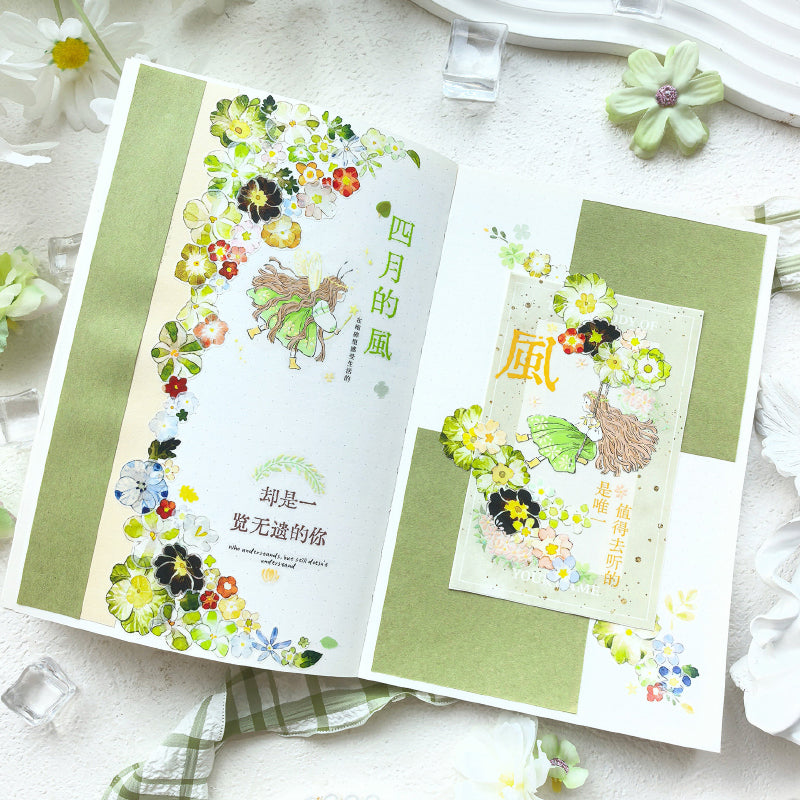 5cm*166cm Little Flower Die Cutting Washi/PET Tape featuring flower designs for journaling, scrapbooking and collage