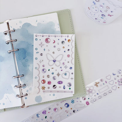 4cm*100cm Little Pearl Die Cutting PET Tape featuring pearl designs for journaling, scrapbooking and collage