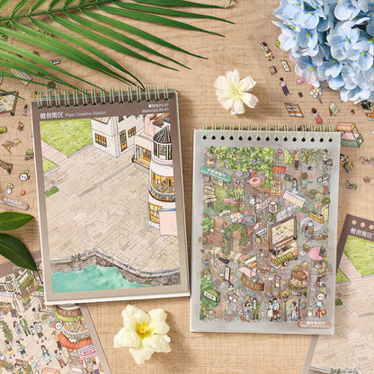 Forest Travel Series 3D Sticker Book featuring forest, and book designs for journaling, scrapbooking and collage