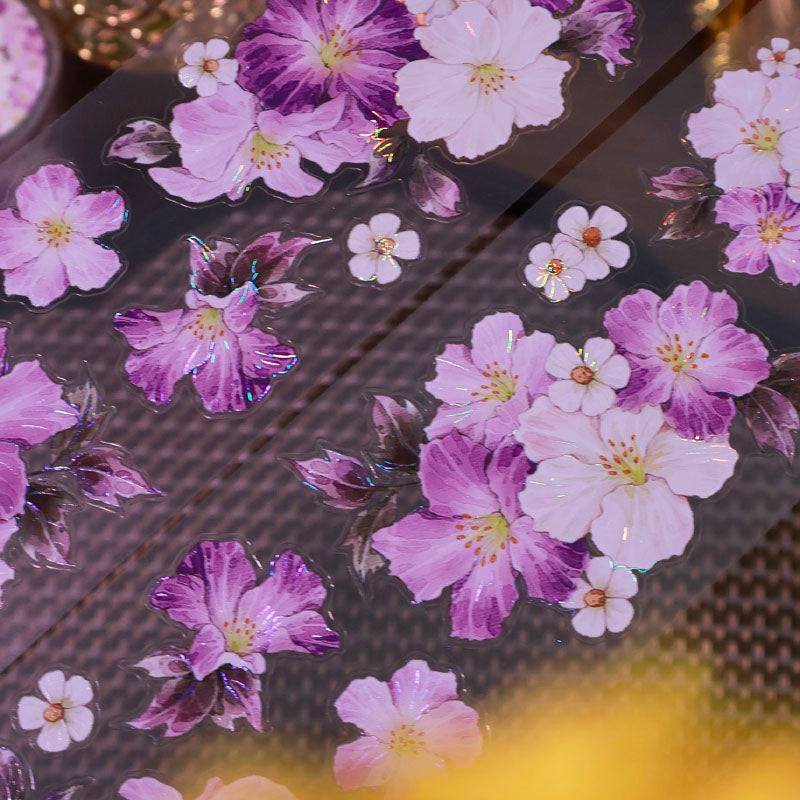 Whole Roll 5.5cm*5m Purple Moon Rose Die Cutting Shell Light Washi/PET Tape