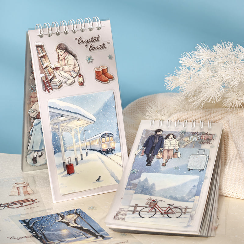 Listen To Rain Snow Series Sticker Book featuring book, rain, and snow designs for journaling, scrapbooking and collage