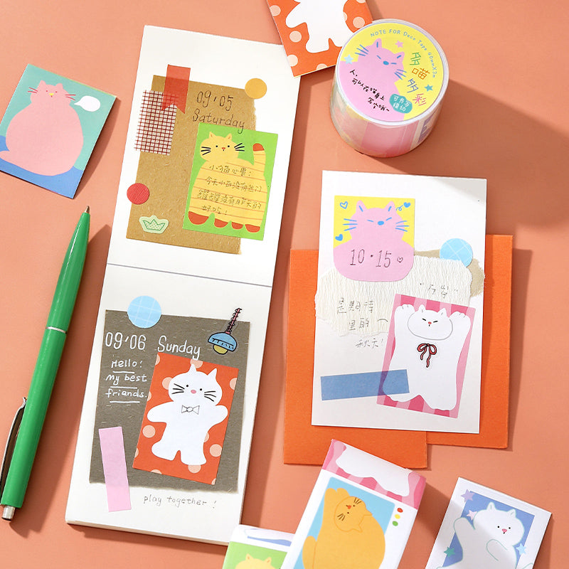 Flat Cat Diary Series Die Cutting Writing Paper Tape
