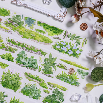 Whole Roll 5cm*5m Summer Greenery PET Tape featuring summer, and green designs for journaling, scrapbooking and collage