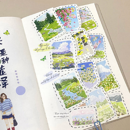 Whole Roll 4cm*5m Flower Ravine Cottage Die Cutting Washi/PET Tape featuring cottage, and flower designs for journaling, scrapbooking and collage