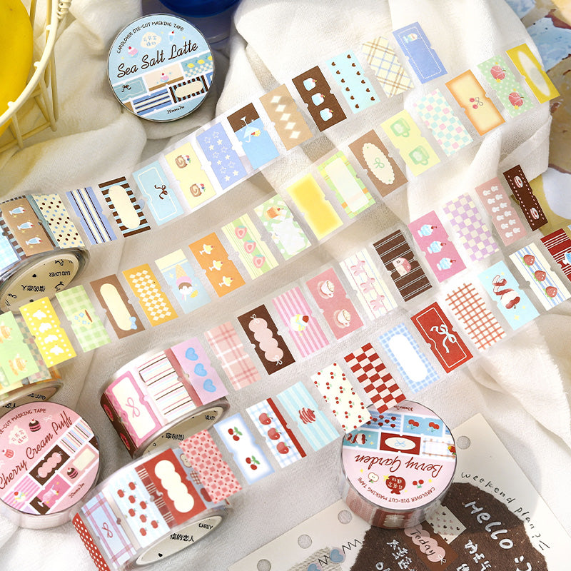 Afternoon Tea Melody Series Die Cutting Writing Paper Tape featuring tea designs for journaling, scrapbooking and collage