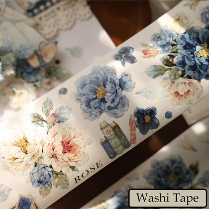5.5cm*100cm Dream Painting blue Die Cutting Washi/PET/Shell Light PET Tape