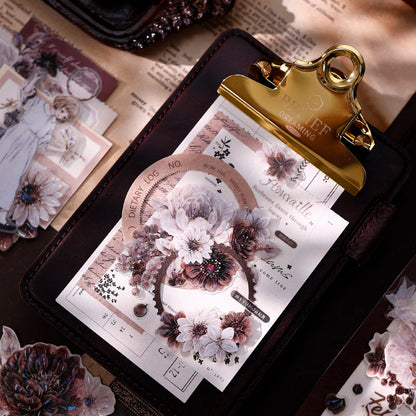 5.5cm*125cm Brown Shadow Old Manuscript Die Cutting Shell Light Washi/PET Tape