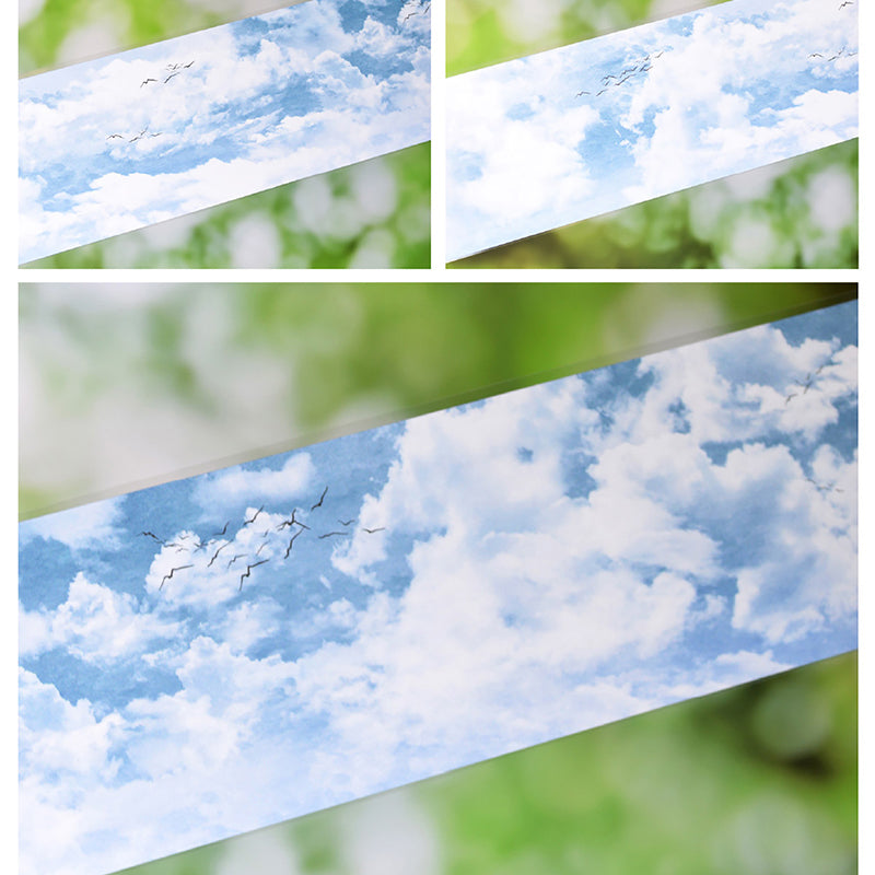 Whole Roll 6.3cm*5m Cloudy Sky White Ink PET Tape