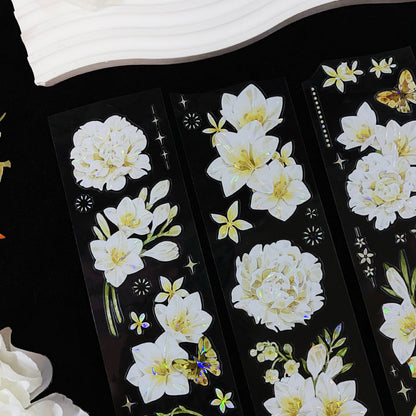 Whole Roll 6cm*5m Peony Orchid Shell Light PET Tape featuring light designs for journaling, scrapbooking and collage