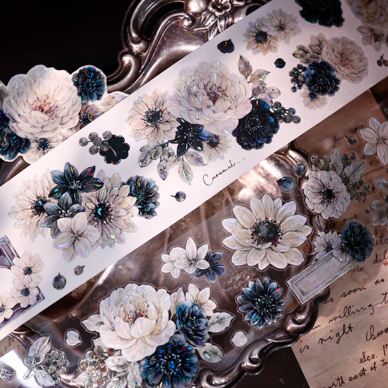 5.5cm*125cm Old Colored Flower Mark Die Cutting Washi/PET/Shell Light Washi/PET Tape