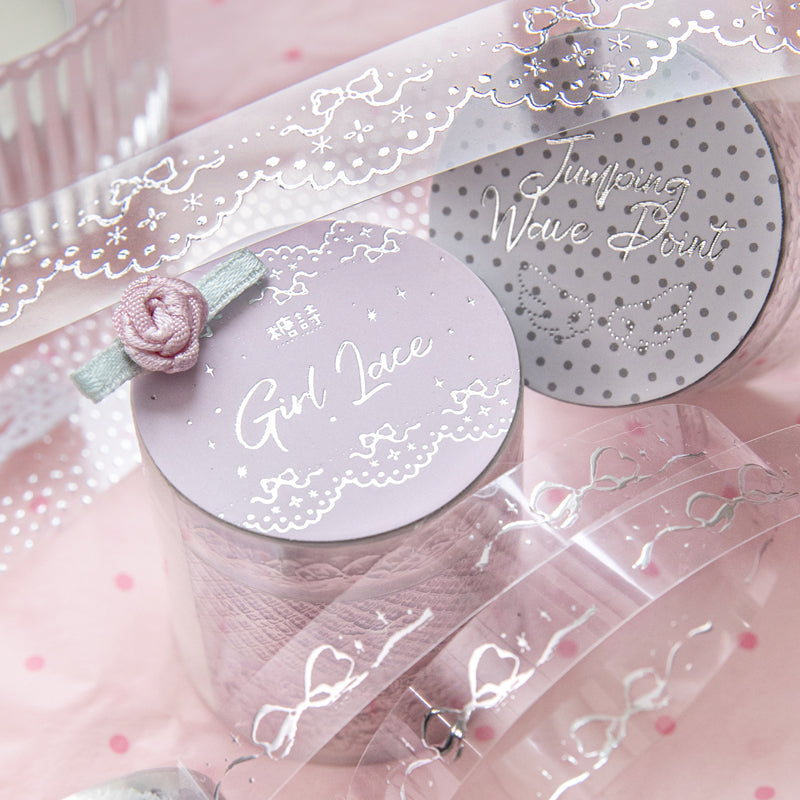 Silver Special Issue Series Silver Stamping PET Tape Set featuring silver designs for journaling, scrapbooking and collage