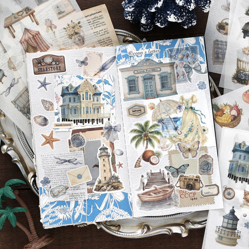 Old Wanderer Series Sticker Book featuring old, and book designs for journaling, scrapbooking and collage