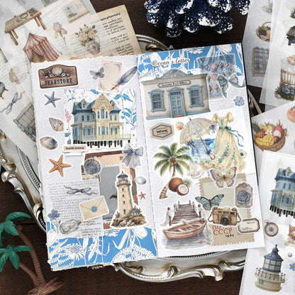 Old Wanderer Series Sticker Book featuring old, and book designs for journaling, scrapbooking and collage