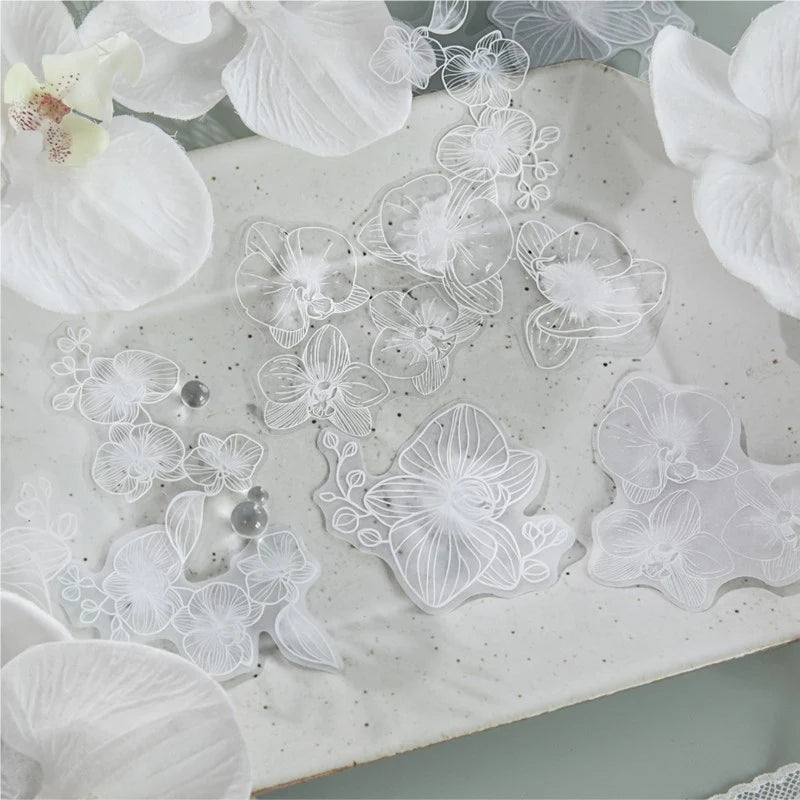 Moonlit White Garden Flower Sticker Pack