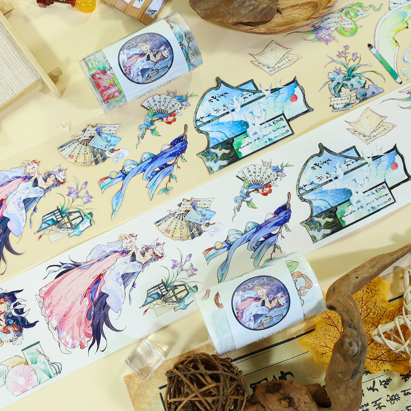 The Strange Tales Die Cutting Washi/Shell Silver PET Tape featuring tale, and silver designs for journaling, scrapbooking and collage
