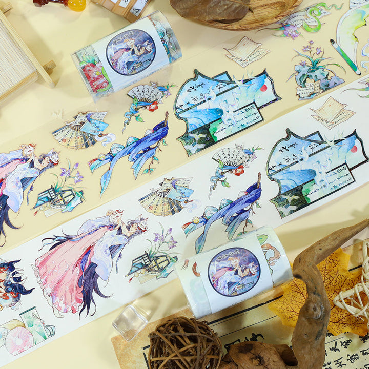 The Strange Tales Die Cutting Washi/Shell Silver PET Tape featuring tale, and silver designs for journaling, scrapbooking and collage