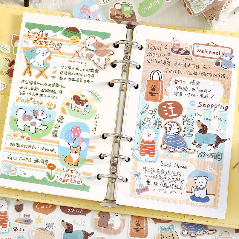 Caring Dog Series Die Cutting Synthetic Paper Tape featuring dog designs for journaling, scrapbooking and collage