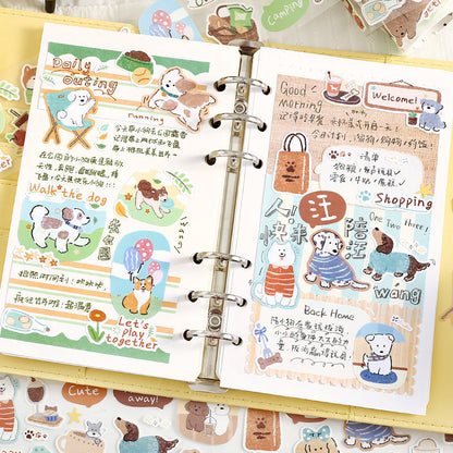 Caring Dog Series Die Cutting Synthetic Paper Tape featuring dog designs for journaling, scrapbooking and collage