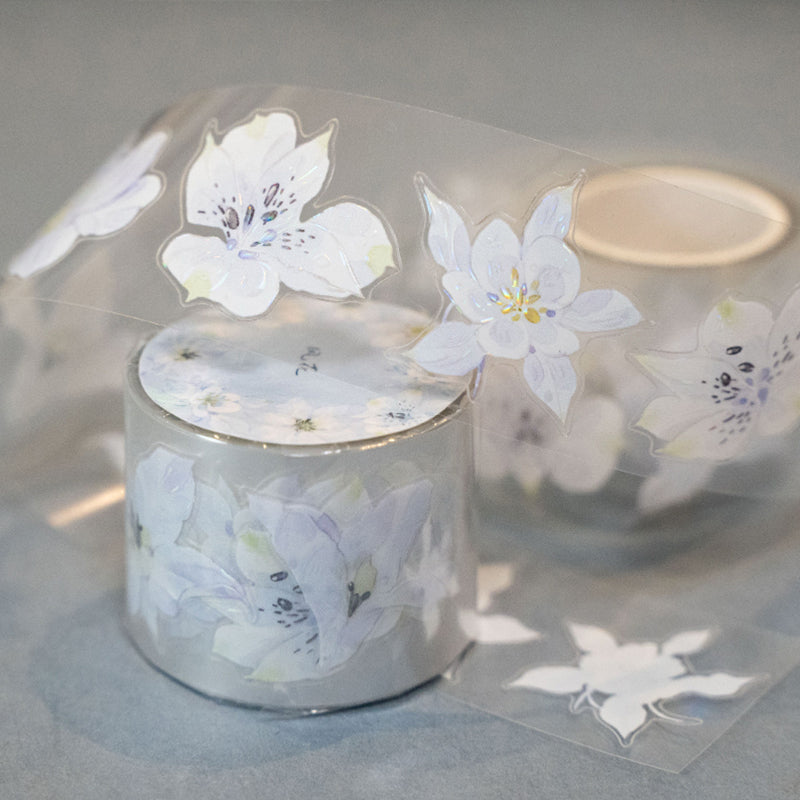 3.2cm*200cm Wind Flowers Die Cutting Shell Light PET Tape featuring flower, light, and wind designs for journaling, scrapbooking and collage
