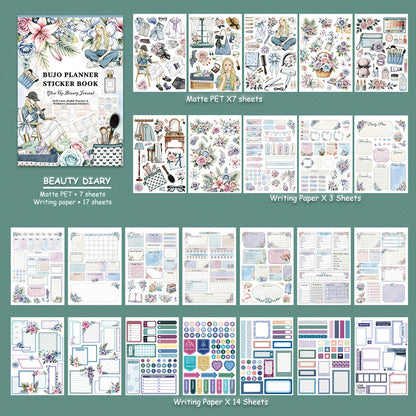 Beauty Diary Sticker Book featuring book designs for journaling, scrapbooking and collage