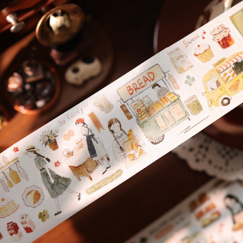 Whole Roll 5.5cm*5m Daily Life Of Bakery Die Cutting Washi/Fog PET Tape for journaling, scrapbooking and collage