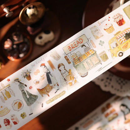 Whole Roll 5.5cm*5m Daily Life Of Bakery Die Cutting Washi/Fog PET Tape for journaling, scrapbooking and collage
