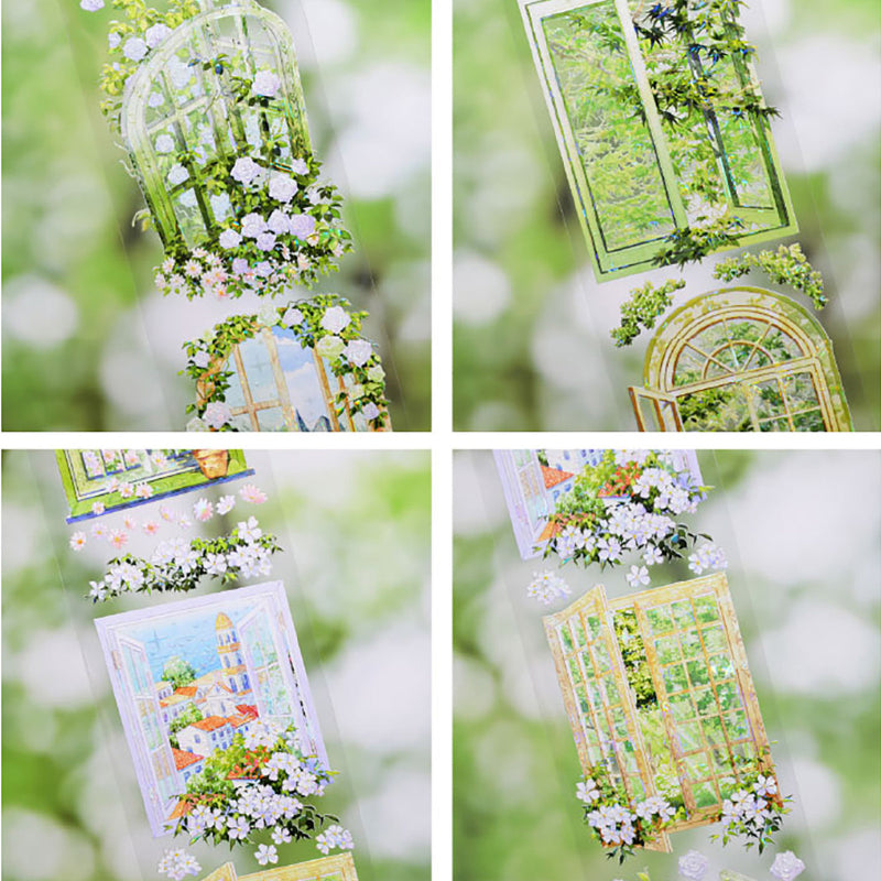 Whole Roll 6cm*5m Floral Window Shadows Shell Light PET Tape featuring floral, shadow, and light designs for journaling, scrapbooking and collage