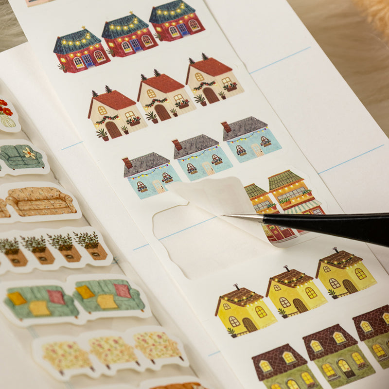 Cat Den Hours Series Die Cutting Self-adhesive Tape featuring cat designs for journaling, scrapbooking and collage