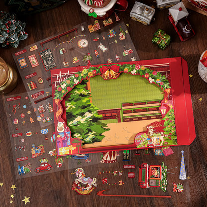 Christmas Warm House Series 3D Sticker featuring house designs for journaling, scrapbooking and collage