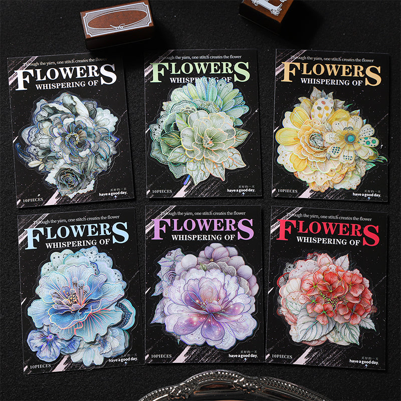 Weaving Flowers Whispering Series Sticker featuring flower designs for journaling, scrapbooking and collage