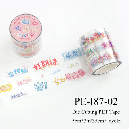 Colorful Fun Words Series Die Cutting PET Tape