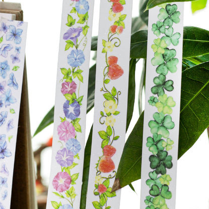 Flower Poem Series Flash Sand Synthetic Paper Tape featuring flower designs for journaling, scrapbooking and collage