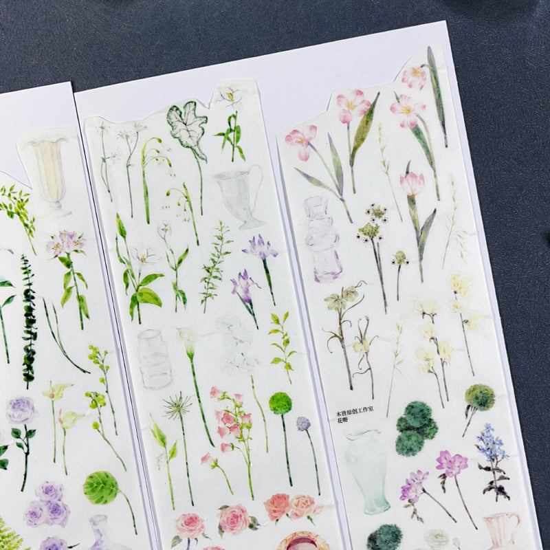 7cm*100cm Flower Field Die Cutting Washi/Shell Light PET Tape