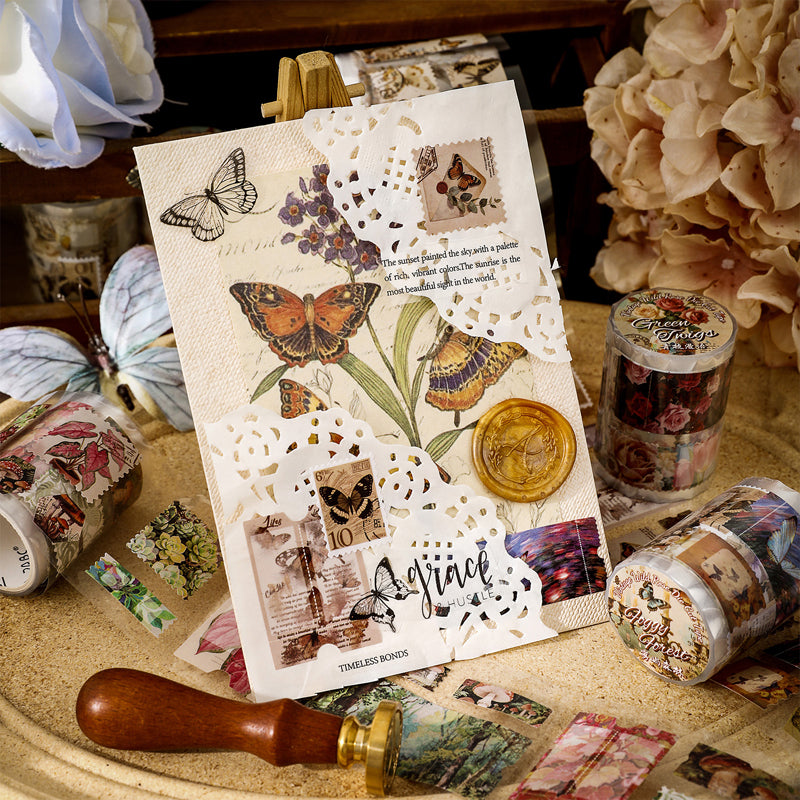 Wild Rose Series Die Cutting Self-adhesive Tape featuring rose designs for journaling, scrapbooking and collage