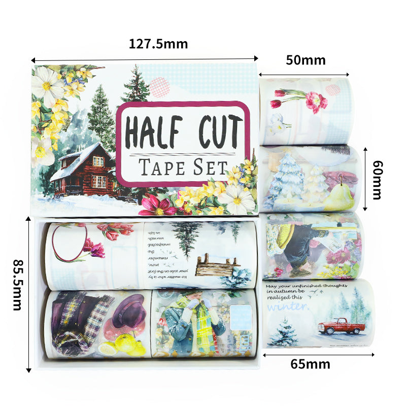 Under the wind and snow Die Cutting Washi/Fog PET Tape featuring snow, and wind designs for journaling, scrapbooking and collage